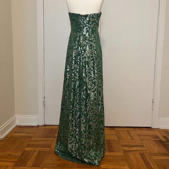 Nicole Miller Green & Silver Strapless Gown NWT - Picture 2 of 11